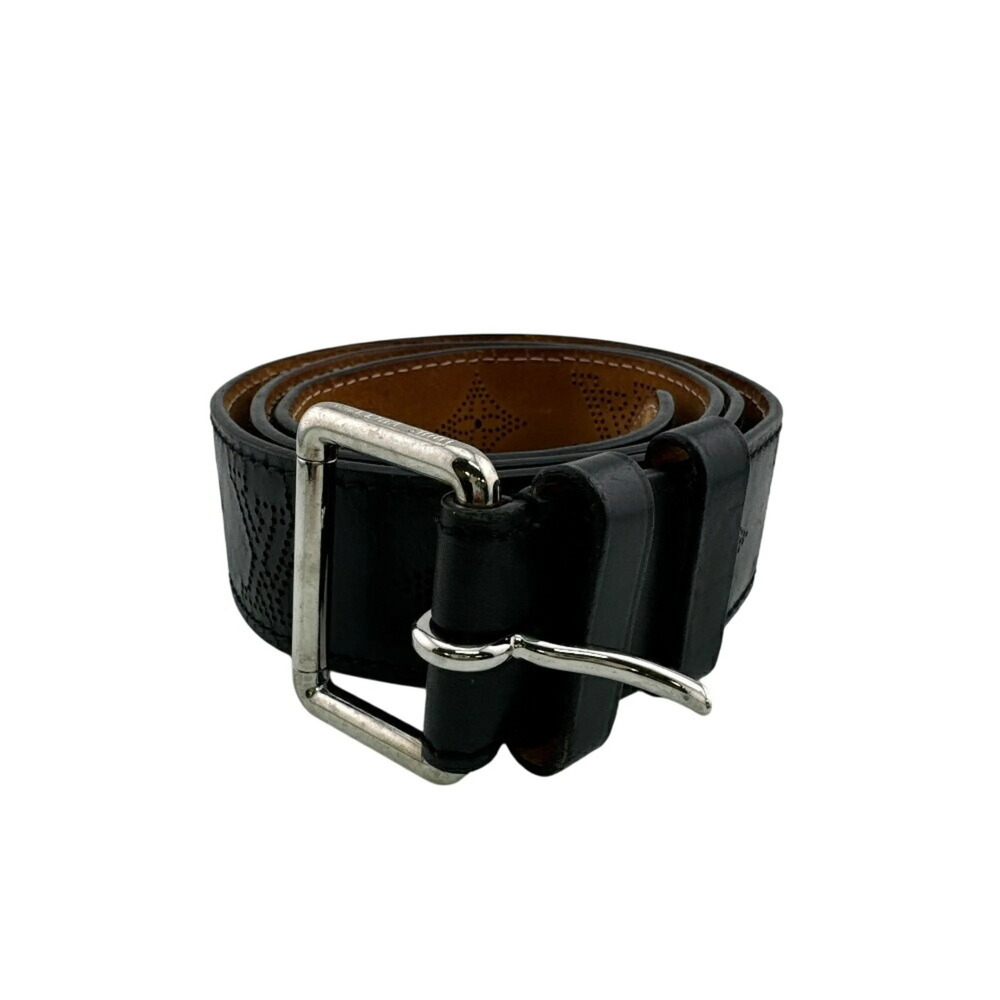 LOUIS VUITTON M6931 Ceinture Perforated Monogram Mahina Belt, Black
